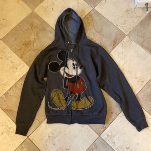 Disney Grey Mickey Mouse Zip Sweatshirt Small Size